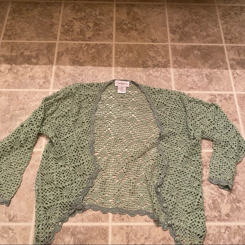 Chadwick 90s Crochet Cardigan Green